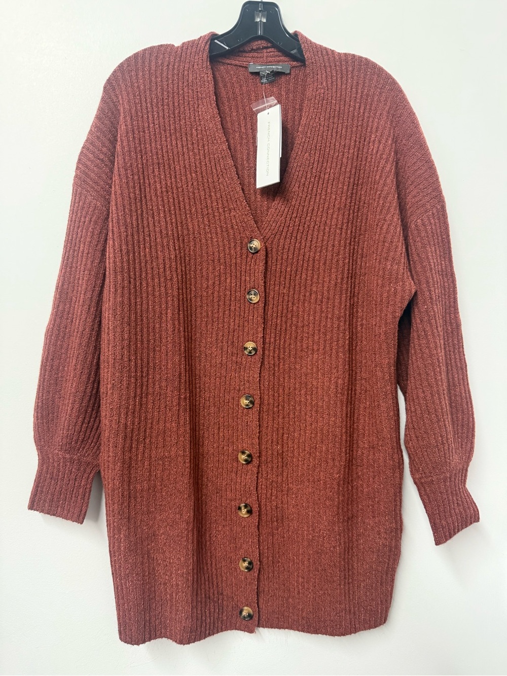 French Connection Knit Cardigan in Warm Brown - Picture 2 of 6